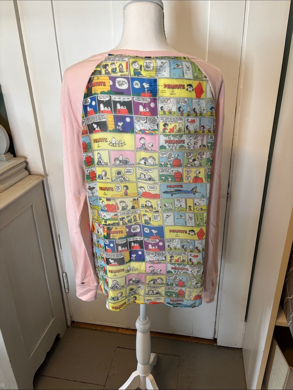 Peanuts Pink Raglan Top with Colorful Comic Panel Back - Picture 2 of 3
